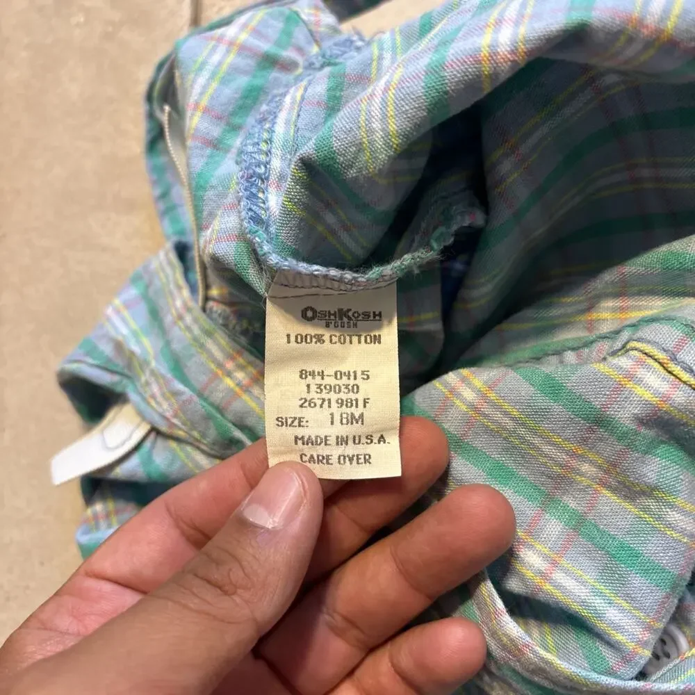 Vtg OshKosh Bgosh Made in USA Overalls Bundle Lot Plaid Jumper Dress 18M 3T 4T